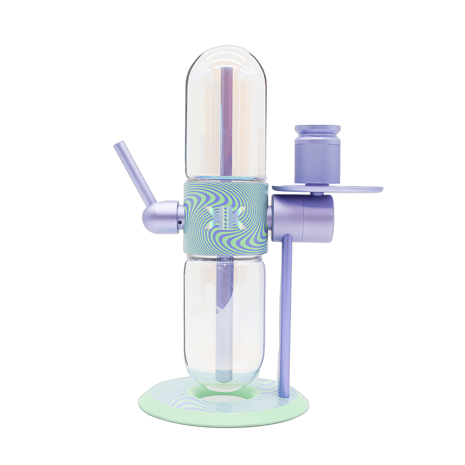 Wiz Khalifa Stündenglass gravity hookah front view with iridescent glass globes