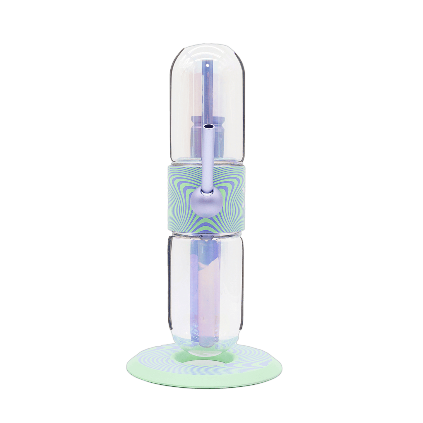Close-up of purple and green hand-dipped water transfer pattern