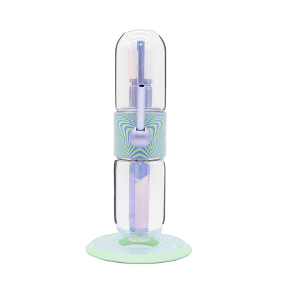 Close-up of purple and green hand-dipped water transfer pattern