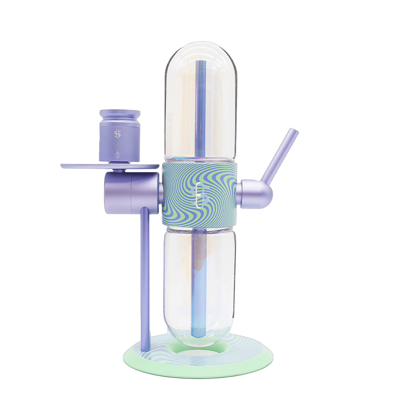 Khalifa Glass Co Stündenglass infuser side profile showing 360 degree rotating design
