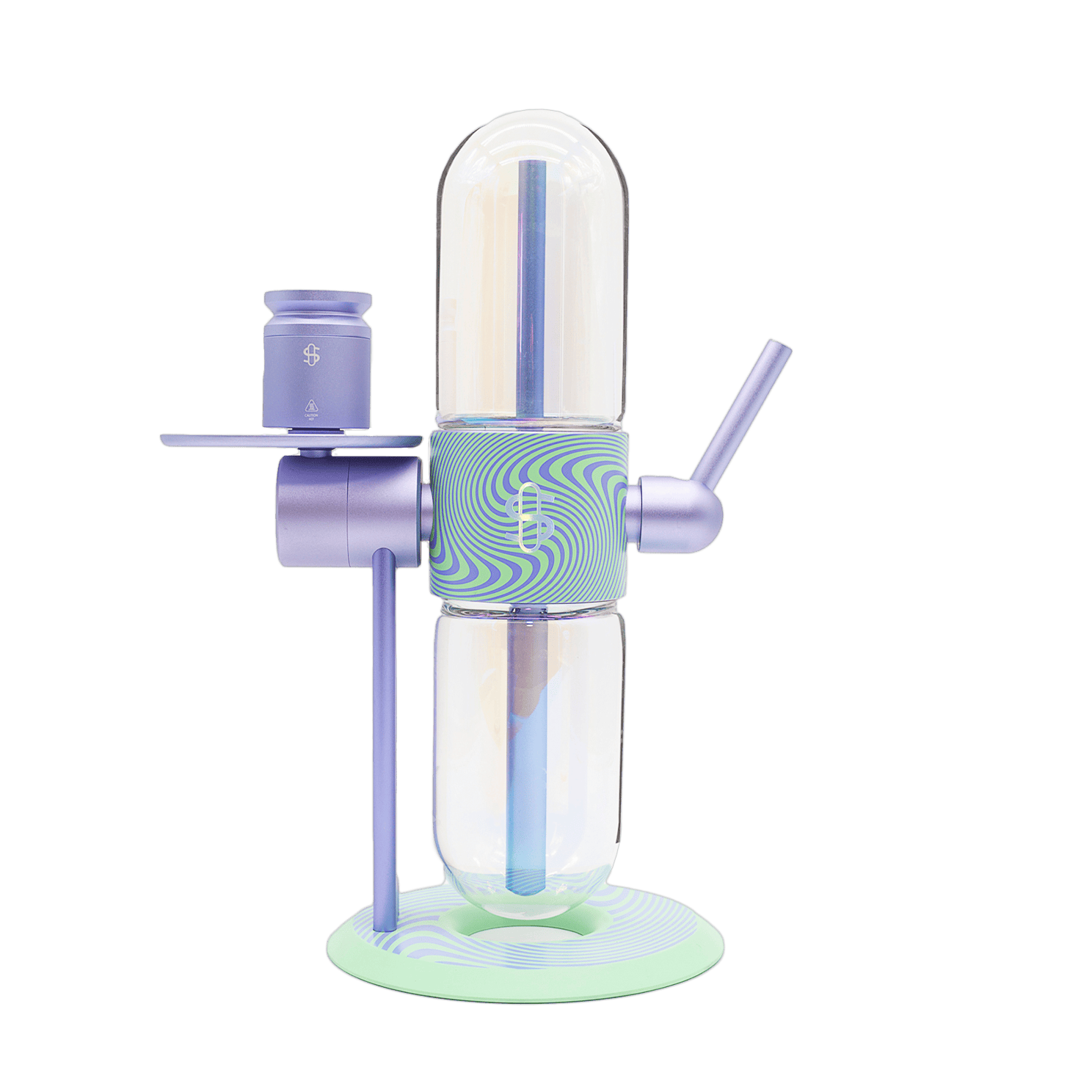 Khalifa Glass Co Stündenglass infuser side profile showing 360 degree rotating design
