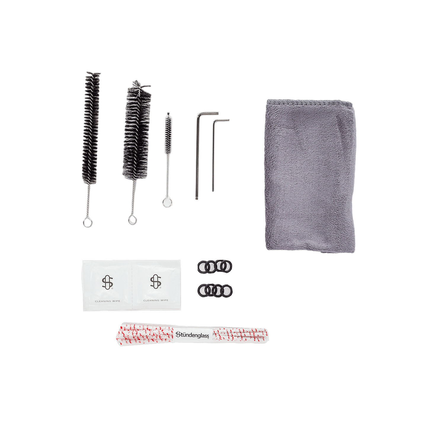 Stündenglass Kompact full kit lay-flat showing all included accessories