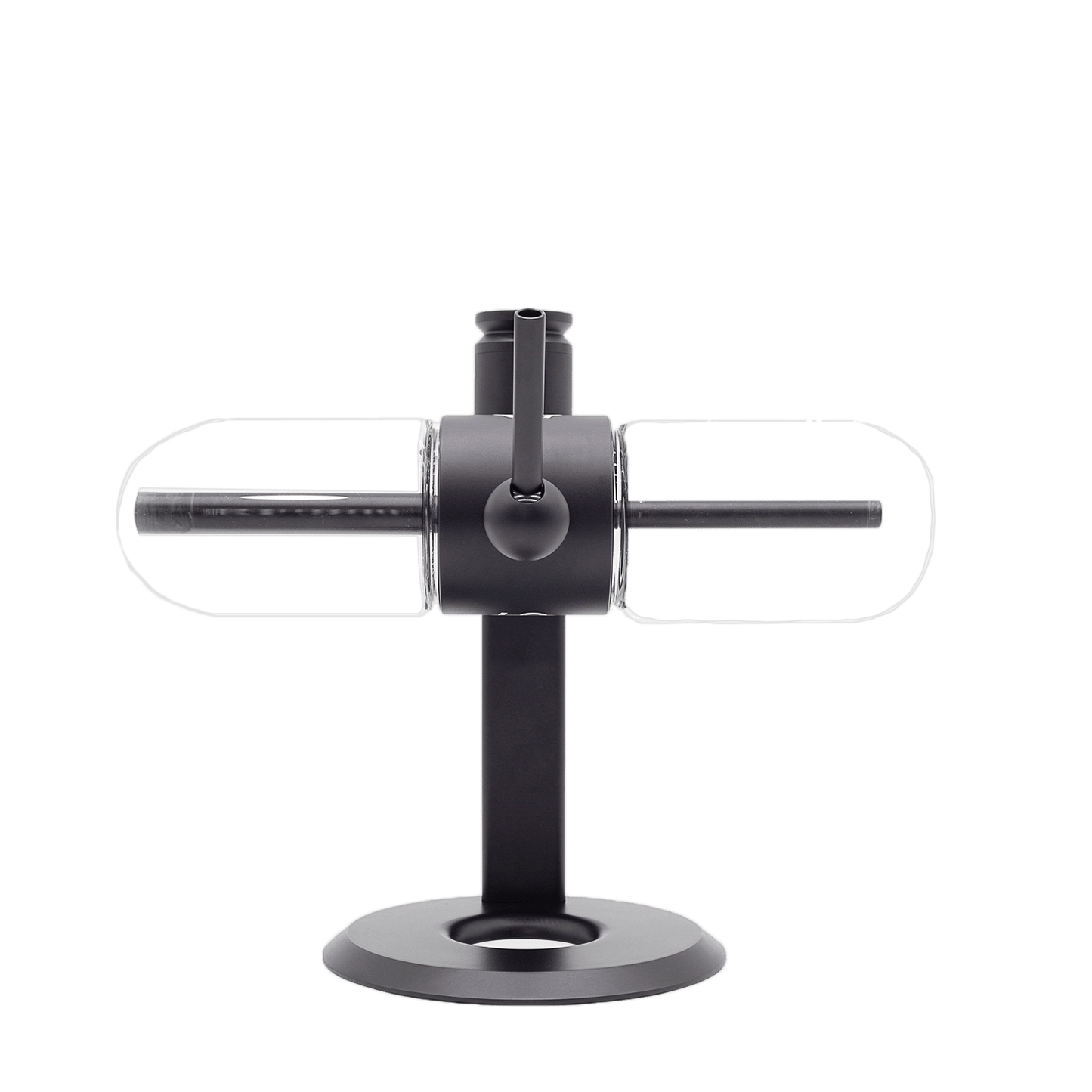 Stündenglass Gravity Infuser in motion mid-rotation with cascading water